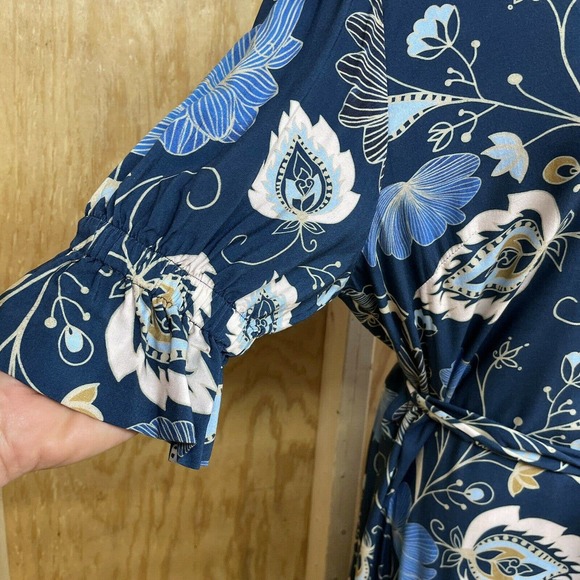 Tuckernuck M Willa Dress Midi Button Front Tiered Floral Nouveau Short Slv NWT - Picture 4 of 11